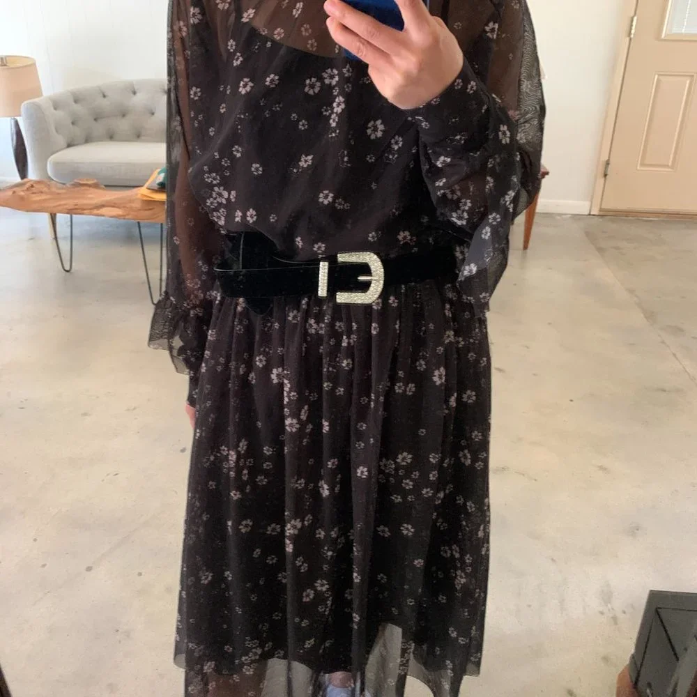 Zara black velvet gold/silver buckle belts bundle of 2 size S - Picture 6 of 8